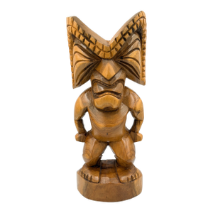 Vintage Tiki Totem Ku God of War Strength and Family Hand Carved Sculpture
