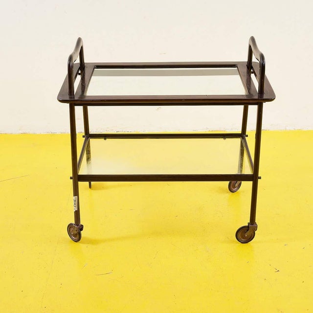 Glass Serving Bar Cart For Sale - Image 9 of 9