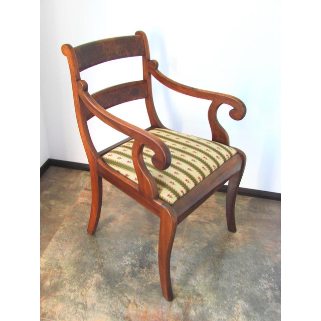 19th Century Antique Edwardian / Sheraton Revival Style Mahogany Armchair For Sale - Image 9 of 11