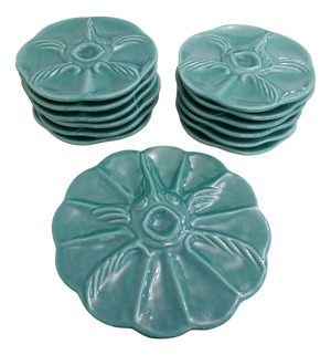 Oyster and Fish Service in Earthenware, 1950s, Set of 13