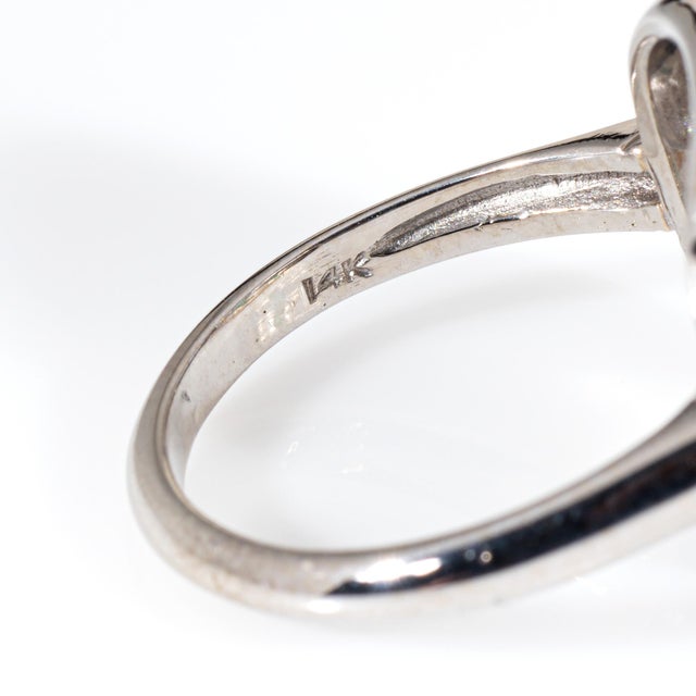 Metal 1920s Vintage Art Deco Diamond Emerald Ring Size 8.25 14k Gold Square Cocktail Jewelry For Sale - Image 7 of 7