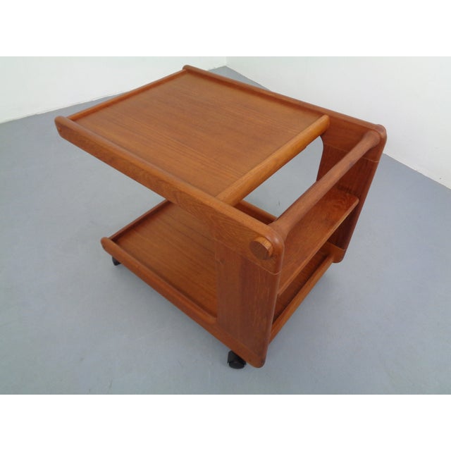 Wood Large Rollable Teak Bar Cart, 1960s For Sale - Image 7 of 16