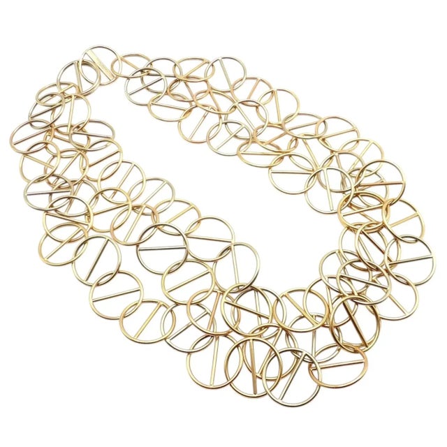 1990s Hermes Caleche Extra Long or Layered Circle Link Yellow Gold Chain Necklace For Sale - Image 10 of 11