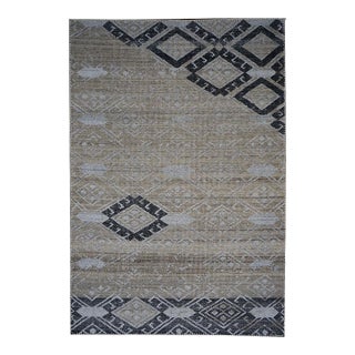 Modern Indian Palermo Wool & Silk 5X7 Grey, Black & Tan Handmade Area Rug #9902770 For Sale