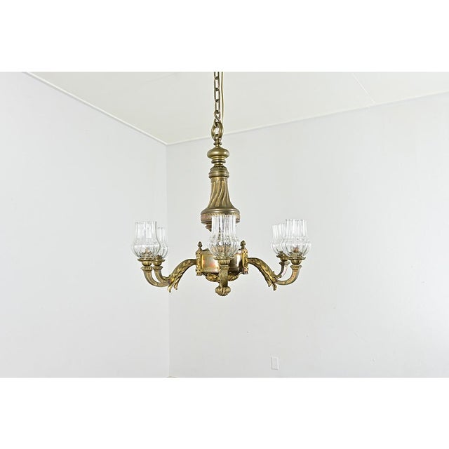 French 19th Century Bronze & Blown Glass Chandelier For Sale - Image 9 of 15