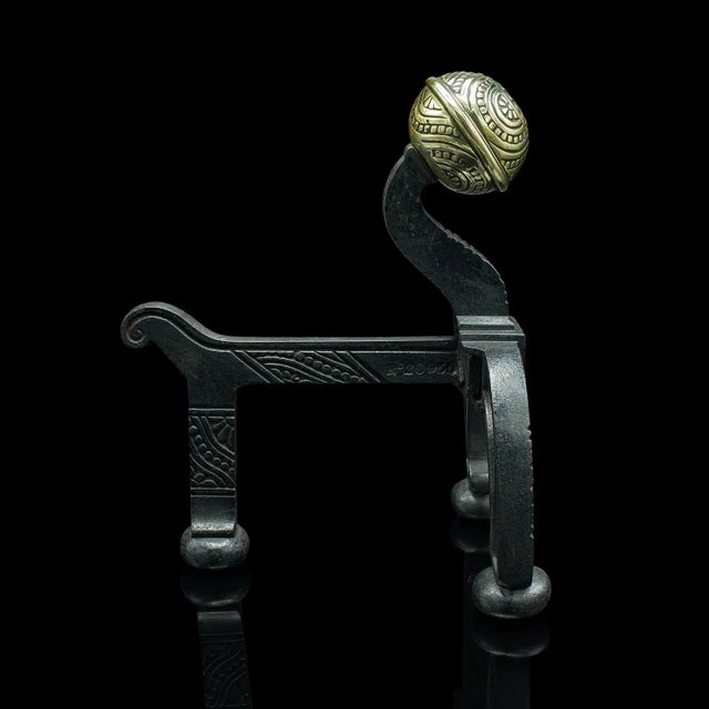 Metal 1880s Antique Victorian English Decorative Firedogs For Sale - Image 7 of 12