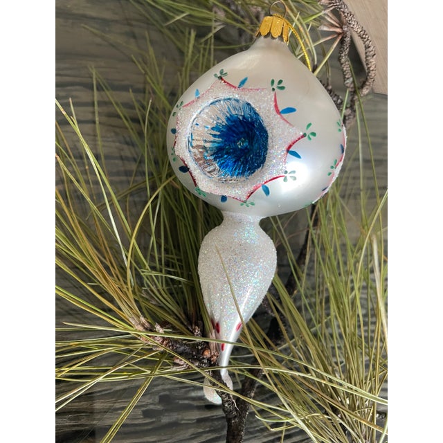 Vintage European Glass Christmas Ornament Triple Indented For Sale - Image 4 of 4