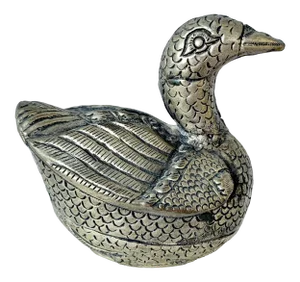 Antique Cambodian Silver Repousse Duck Box