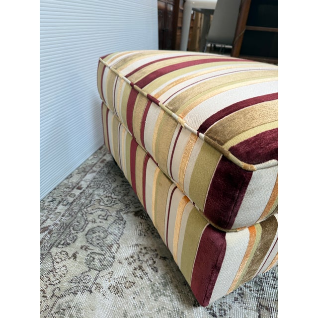Donghia Striped Velvet Ottoman, For Sale In San Francisco - Image 6 of 12