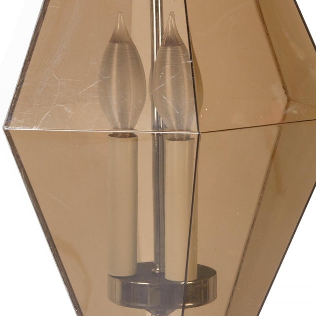 1970s 3 Light Smoky Gray Prism Pendant Light For Sale - Image 4 of 6