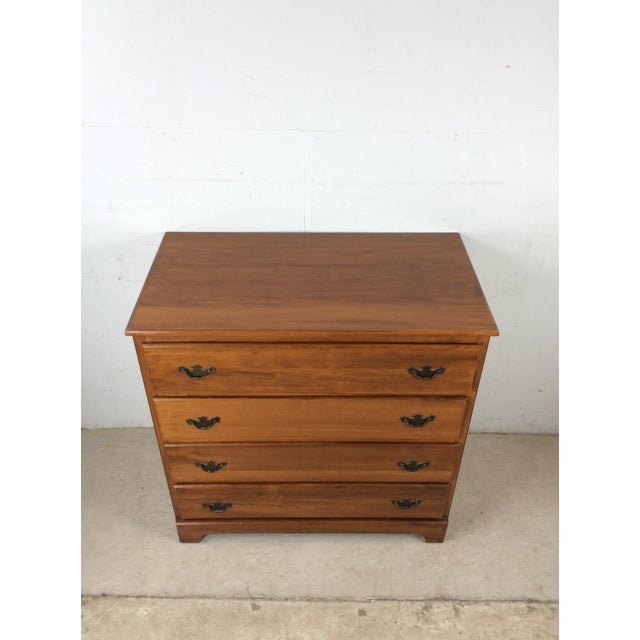 Vintage Maple Chest of Four Drawers With Brass Hardware and Small Mirror For Sale In Philadelphia - Image 6 of 17