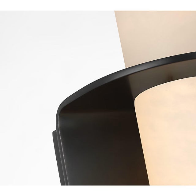 Modern Kelly Wearstler for Visual Comfort Signature Fosse 11" Invertable Offset Oval Sconce in Bronze with Alabaster For Sale - Image 3 of 12