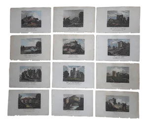Antique 19th C. Engravings-4"x6.5"- Landscapes & Architectural Views-Set of 12