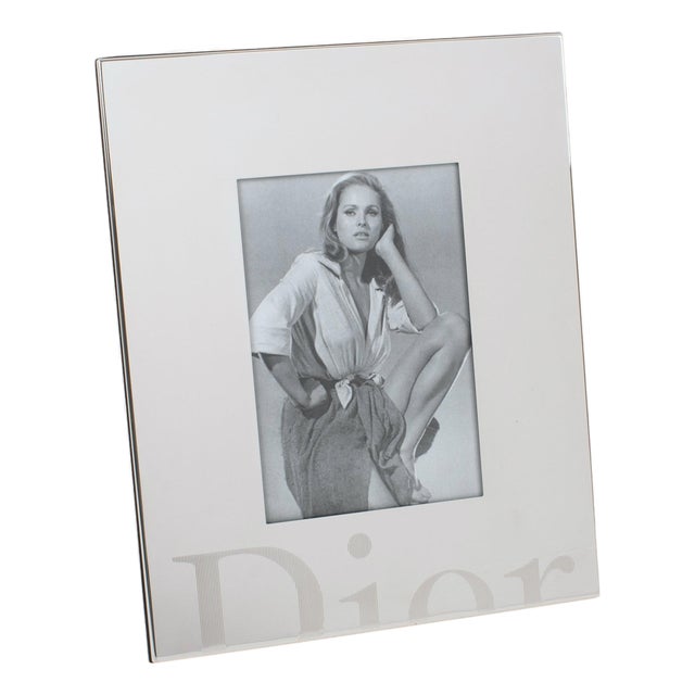 Christian Dior Home Silver Plate Picture Frame with Engraved Dior Logo, 1990s For Sale
