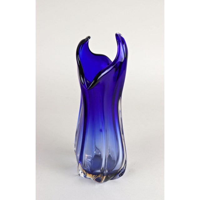 Blue Mid-Century Modern Blue Murano Glass Vase, Italy, 1970 For Sale - Image 8 of 18