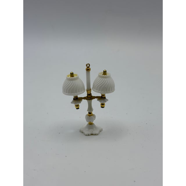 Charming vintage 1:12 scale miniature living room set, featuring a mid-century style television, a turned-leg wooden...