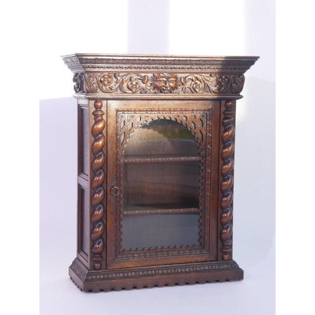 Antique Victorian Hand-Carved Wooden Display Cabinet, 1920s For Sale - Image 9 of 14