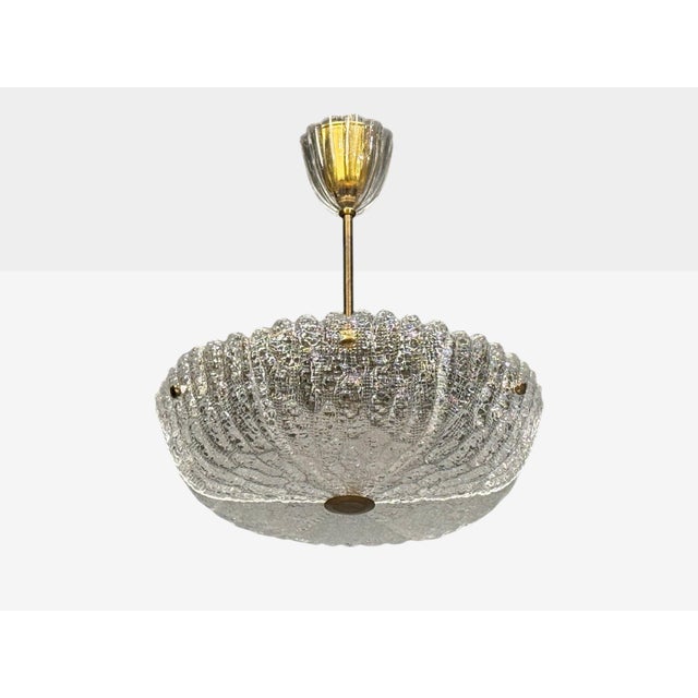 1960s Carl Fagerlund, Chandelier, Textured Glass, Brass For Sale - Image 4 of 12