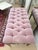 Late 19th Century Hollywood Regency Pink Velvet Tufted Bench With Ornate Carved Frame For Sale - Image 4 of 9