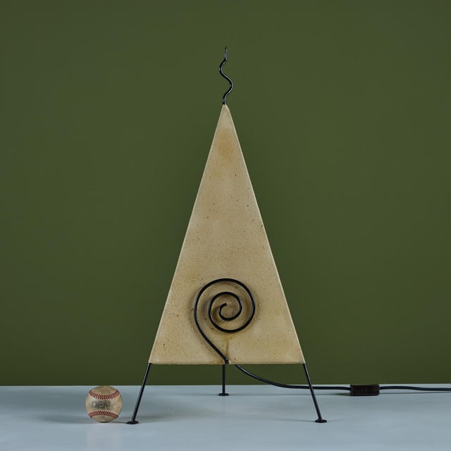 Postmodern Late 20th Century Postmodern Pyramid Paper Shade Table Lamp For Sale - Image 3 of 14