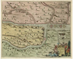 Antique Hand-Colored Map of the Bassora Basra Region in Iraq, 1680