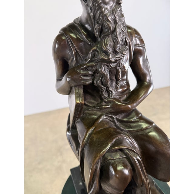 Grand Tour Grand Tour Bronze Sculpture of Bearded Moses Philosopher, on Marble - 16” H For Sale - Image 3 of 14