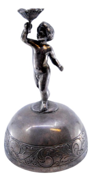 Silver Bell with Floral Motifs and Putti Holding Flower