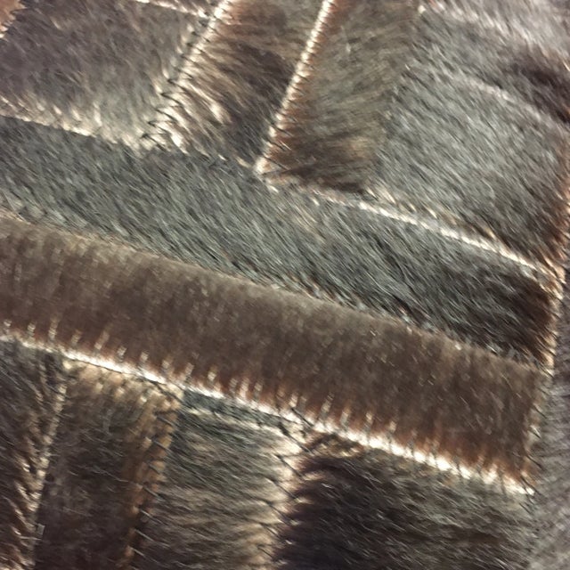 Tribal Brown Natural Cowhide Geometric Handmade Pillow For Sale - Image 3 of 9
