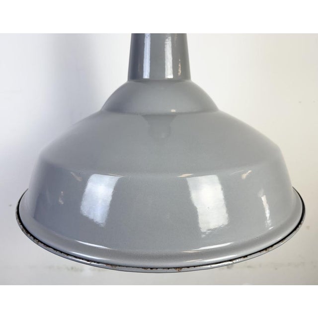Large British Industrial Grey Enamel Factory Pendant Lamp from Benjamin, 1960s For Sale - Image 4 of 18