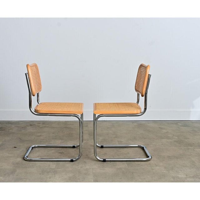 Pair of Italian Vintage Breuer Cesca Style Side Chairs With Cane Seats For Sale - Image 11 of 14