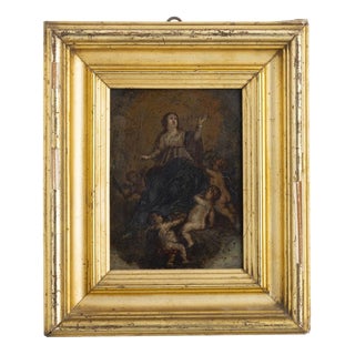 Religious Artist, Our Lady, 18th Century, Oil Painting on Copper For Sale