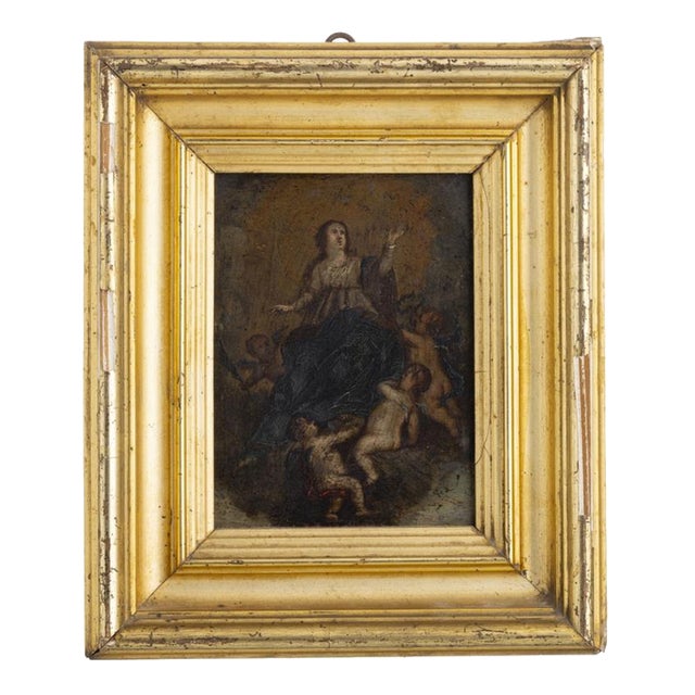 Religious Artist, Our Lady, 18th Century, Oil Painting on Copper For Sale
