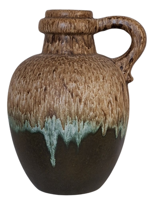 Large Vintage German Ceramic Vase in Fat Lava Style with Beige-Brown-Green Glaze, 1970s