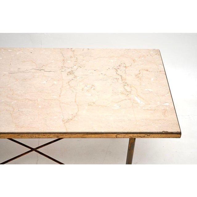 Vintage French Brass and Marble Coffee Table, 1960 For Sale - Image 6 of 9