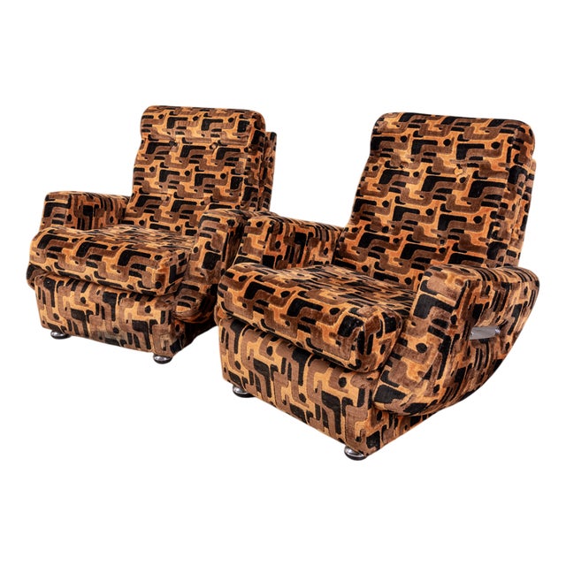 Vintage Velvet Lounge Chairs, 1970s, Set of 2 For Sale