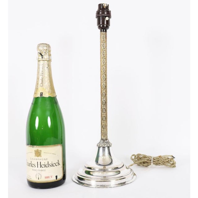 Antique Silver Plated Parcel Gilt Table Lamp by Mappin & Webbs For Sale - Image 11 of 13