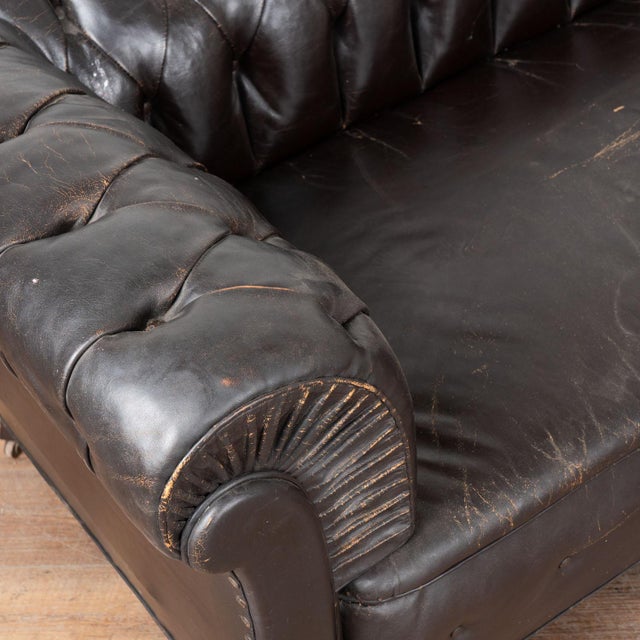 Early 20th Century 20th Century Vintage Leather Chesterfield Sofa For Sale - Image 5 of 16
