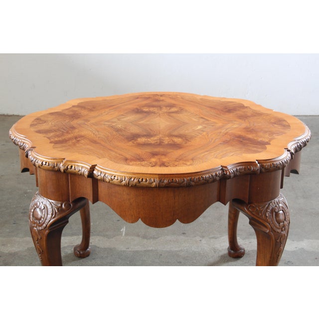 Vintage Figured Burr Walnut Pie Crust Coffee Table, 1920s For Sale - Image 18 of 18