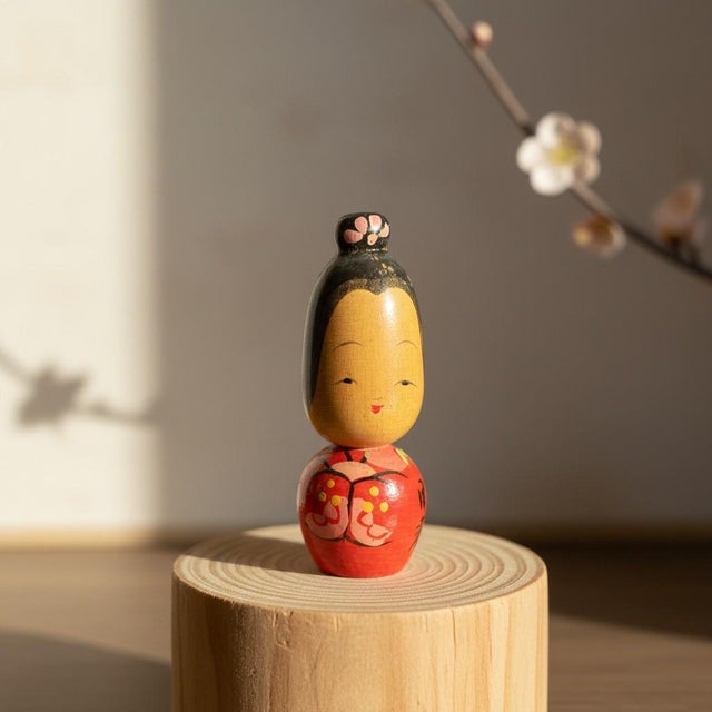 Mid 20th Century Vintage Japanese Kokeshi Dolls-Set of 4-Miniature Hand Painted Wood-Japan- MCM For Sale - Image 5 of 11