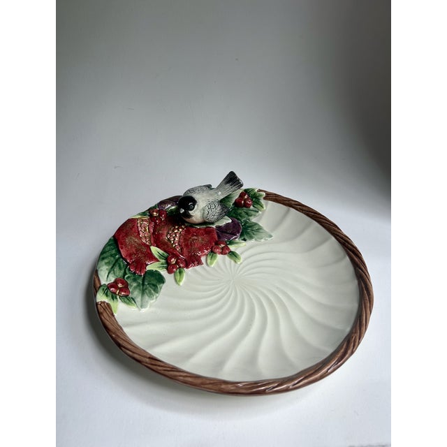 American 1993 Fitz & Floyd "Winter Fruit" Chickadee Porcelain Plate For Sale - Image 3 of 18