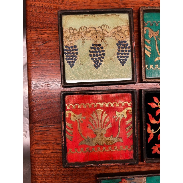 1920s 1920s Set of 8 Framed Verre Eglomise Italian Plaques or Coasters With Venetian Designs For Sale - Image 5 of 6