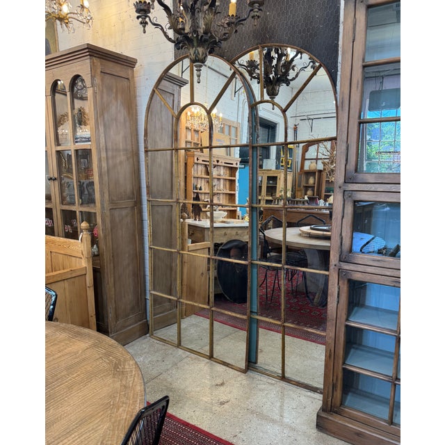 French French Architectural Salvage Iron Window Frame Mirror, Circa 1890 For Sale - Image 3 of 5