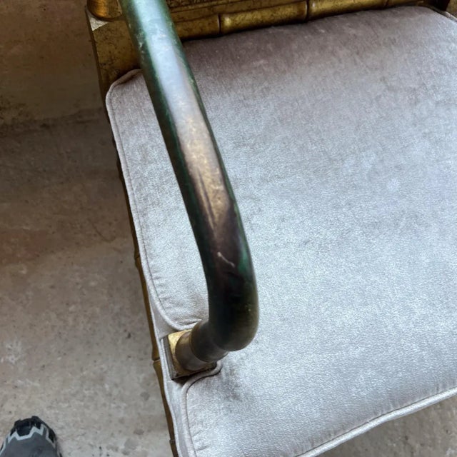 Gold 1960s Elegant Faux Bamboo Gold Leaf Cane Armchairs For Sale - Image 8 of 12