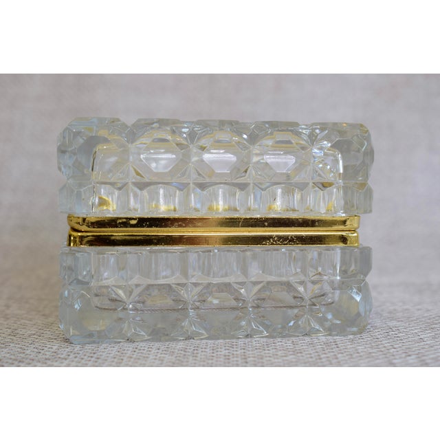 Crystal and Gold Frame Jewelry Box, 1950s For Sale - Image 9 of 12