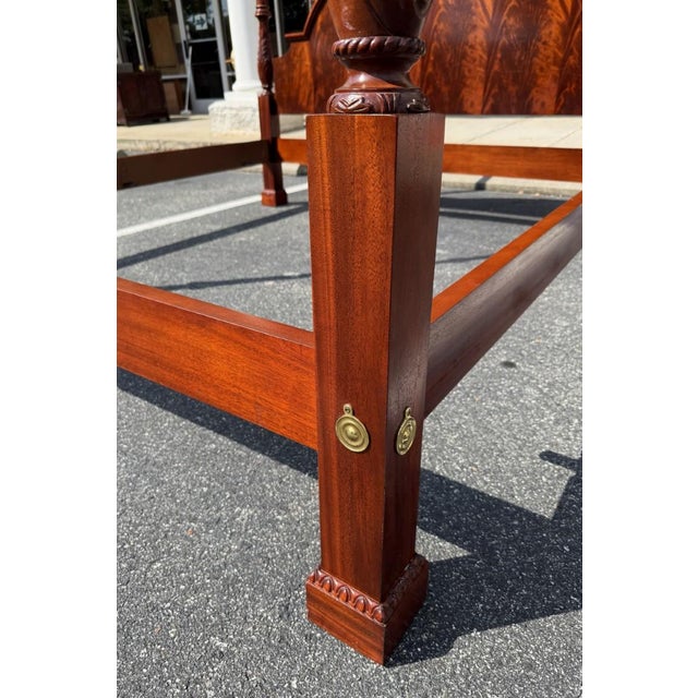 Baker Furniture King Size Flamed Mahogany Georgian Style Poster Bed Frame For Sale - Image 11 of 13