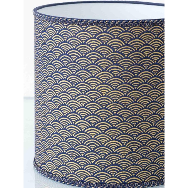 Vintage Delft Imari Ceramic Table Lamps, New Japanese Block Print Lampshades, Set of 2 For Sale - Image 14 of 18