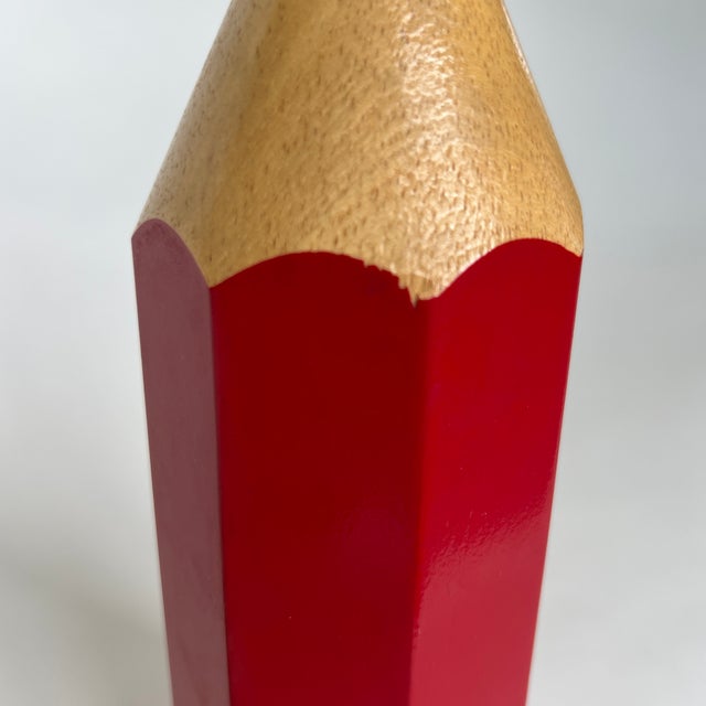Vintage Red Lightolier Wood Pencil Lamp For Sale - Image 11 of 11