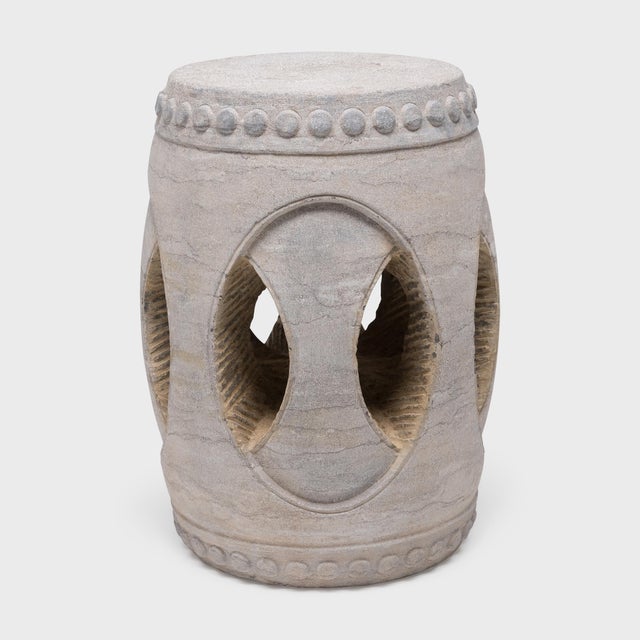 Contemporary Chinese Interlocking Limestone Drum For Sale - Image 3 of 6