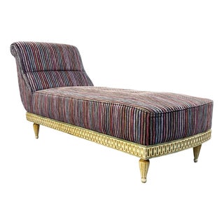Mid-Century Italian Chaise Longue with Missoni Striped Fabric, 1950s For Sale