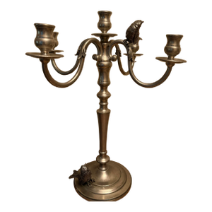 1980s Vagabond House 5 Arm Pewter Bird Candelabra